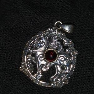 Sterling Odin Ruby stone pendant